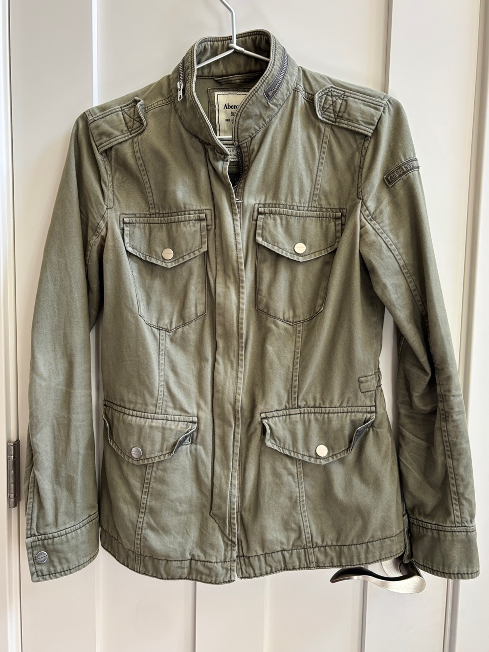Abercrombie & Fitch Olive Green Military Utility Jacket - Size S